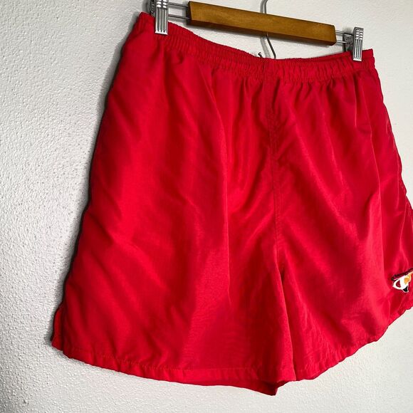 Champion VTG Red Swim Trunk Nylon Board Shorts Men's LG Bathing Suit Beach 90's - Picture 2 of 10
